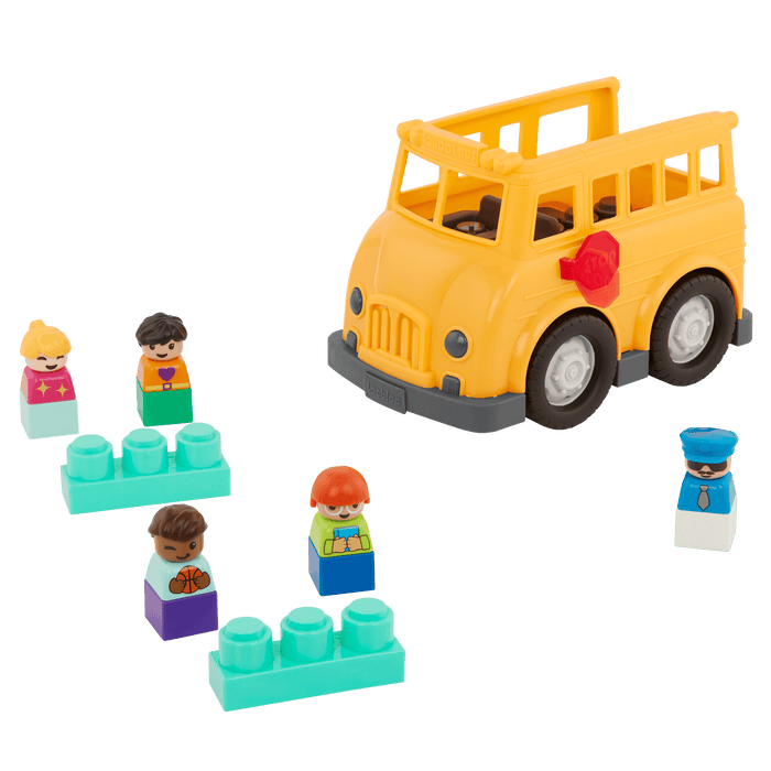 Locbloc school bus truck with building blocks for toddlers