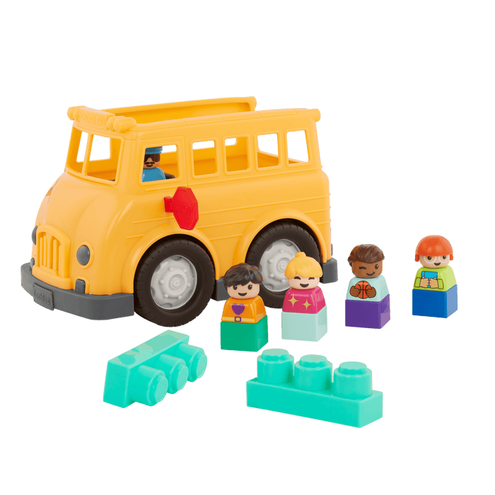 Locbloc school bus truck with building blocks for toddlers