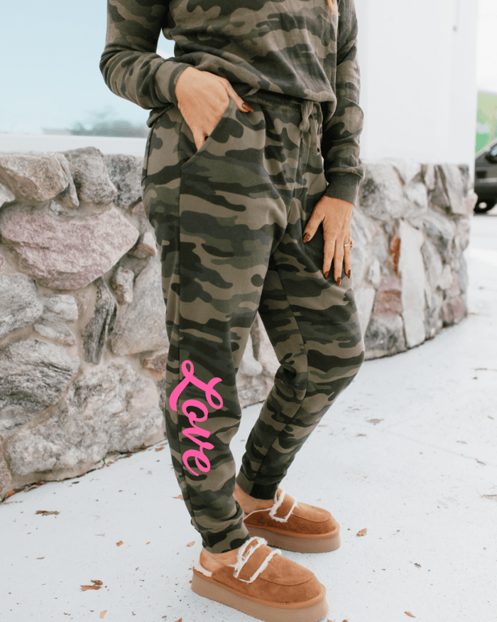 Love & Camo Graphic Sweatpants - FINAL SALE - Macoma Boutique555 Presales