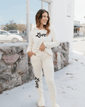 Love Graphic Sweatpants In Cream - FINAL SALE - Macoma Boutique555 Presales