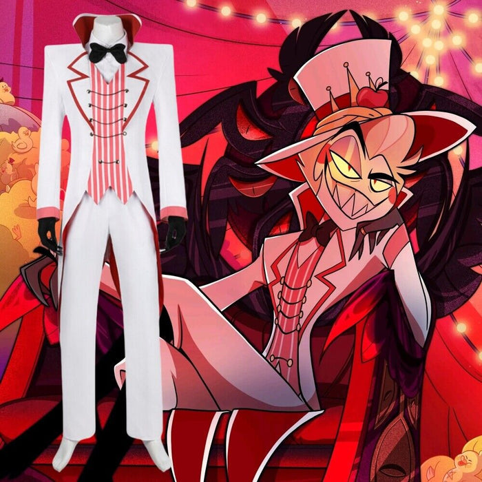 Lucifer Costume - Hazbin Hotel Cos Outfit -  Hat Gloves Full Set Halloween