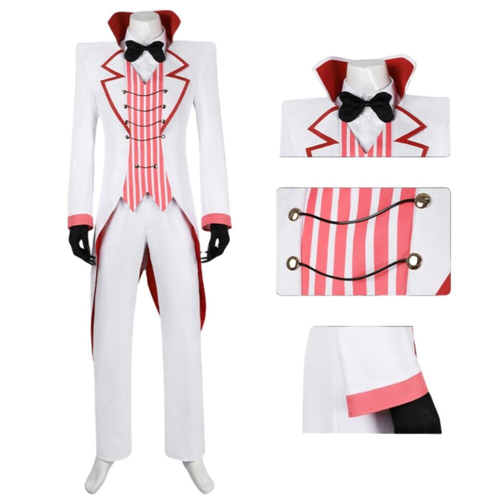 Lucifer Costume - Hazbin Hotel Cos Outfit -  Hat Gloves Full Set Halloween