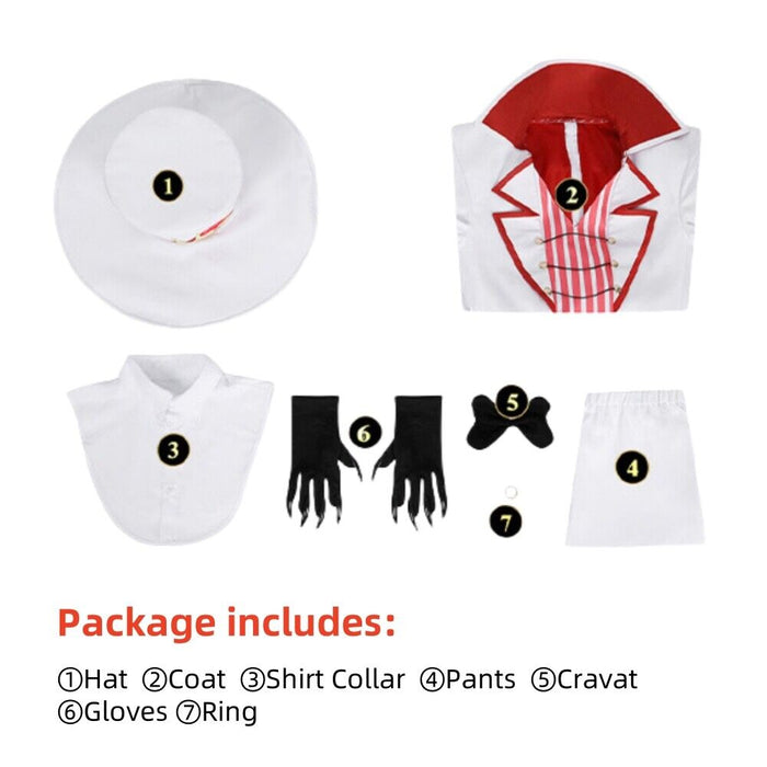 Lucifer Costume - Hazbin Hotel Cos Outfit -  Hat Gloves Full Set Halloween