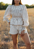 Lucy Striped Print Puff Sleeve Top