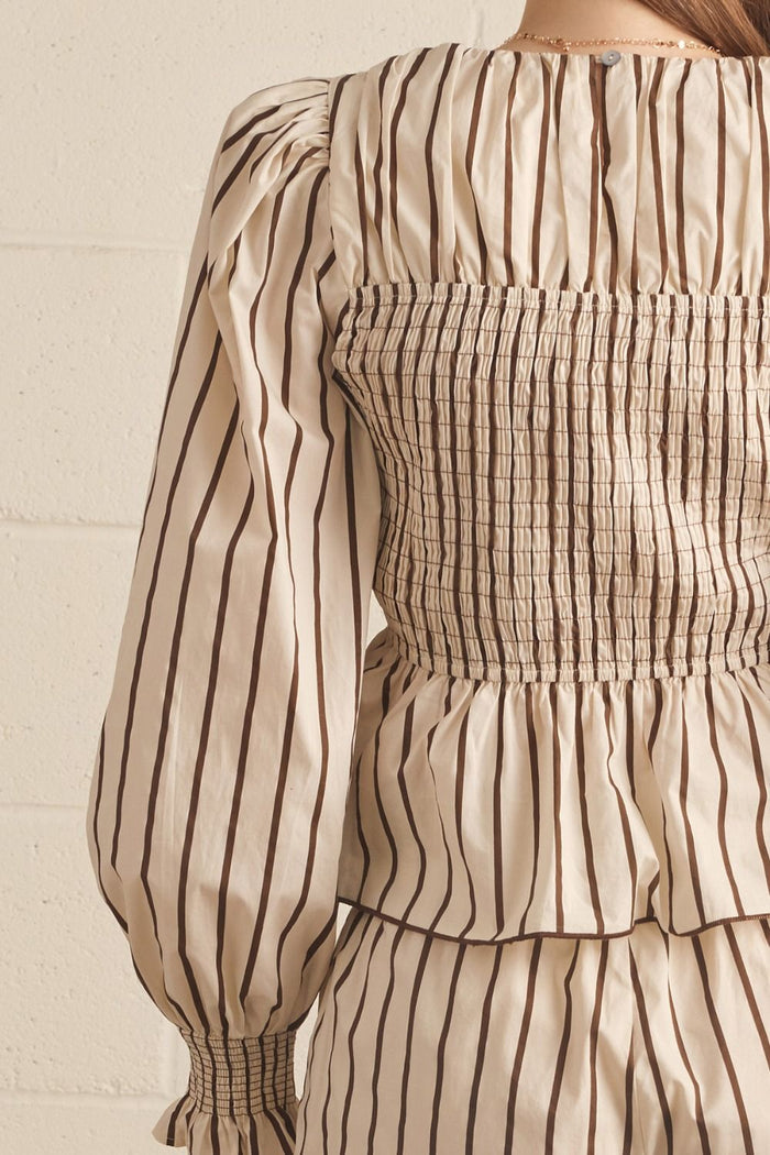 Lucy Striped Print Puff Sleeve Top