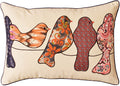 Lumbar Beige Birds On Wire Decorative Pillow Cover Cotton Applique Work 14"x20" - KashmirDesigns