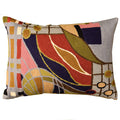 Lumbar Hundertwasser Pillow Cover Biomorph II Rectangle Wool Hand Embroidered 14" x 20" - KashmirDesigns
