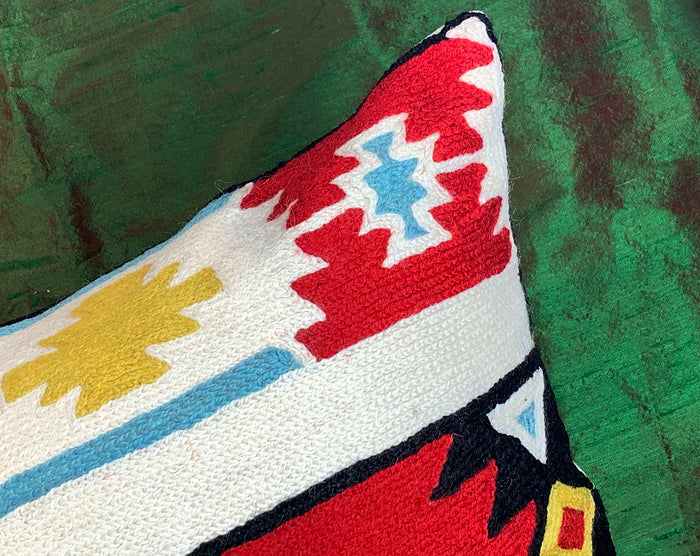 Lumbar Tribal Butterfly Aztec Southwestern Pillow Cover Handmade Wool 14x20" - KashmirDesigns