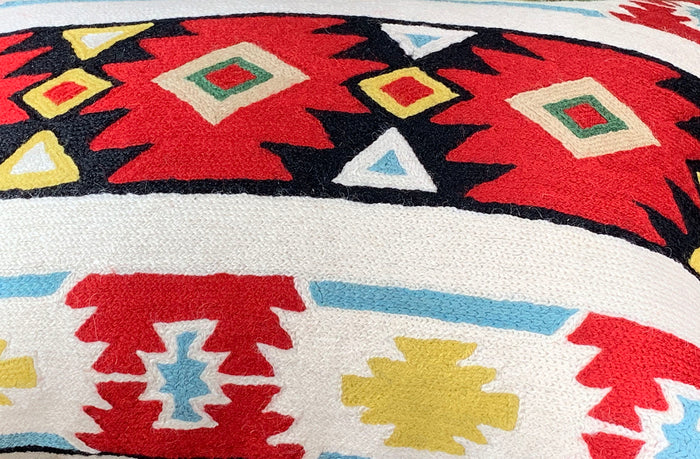 Lumbar Tribal Butterfly Aztec Southwestern Pillow Cover Handmade Wool 14x20" - KashmirDesigns