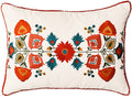 Lumbar White Floral Cotton Decorative Pillow Cover Silk Embroidery 14"x20" - KashmirDesigns