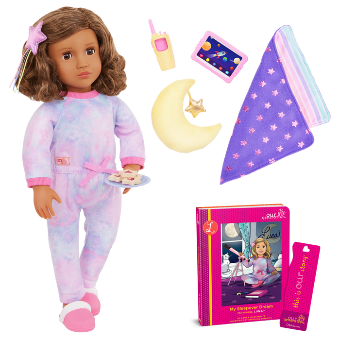 Our Generation 18-inch Slumber Party Doll Luna & Storybook