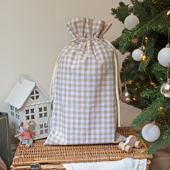 Mabel & Fox - Beige Gingham Mini Gift Sack
