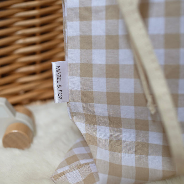 Mabel & Fox - Personalised Beige Gingham Mini Gift Sack - Embroidered