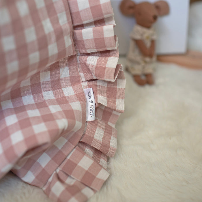 Mabel & Fox - Personalised Pink Gingham Ruffle Gift Sack - Velvet Bow