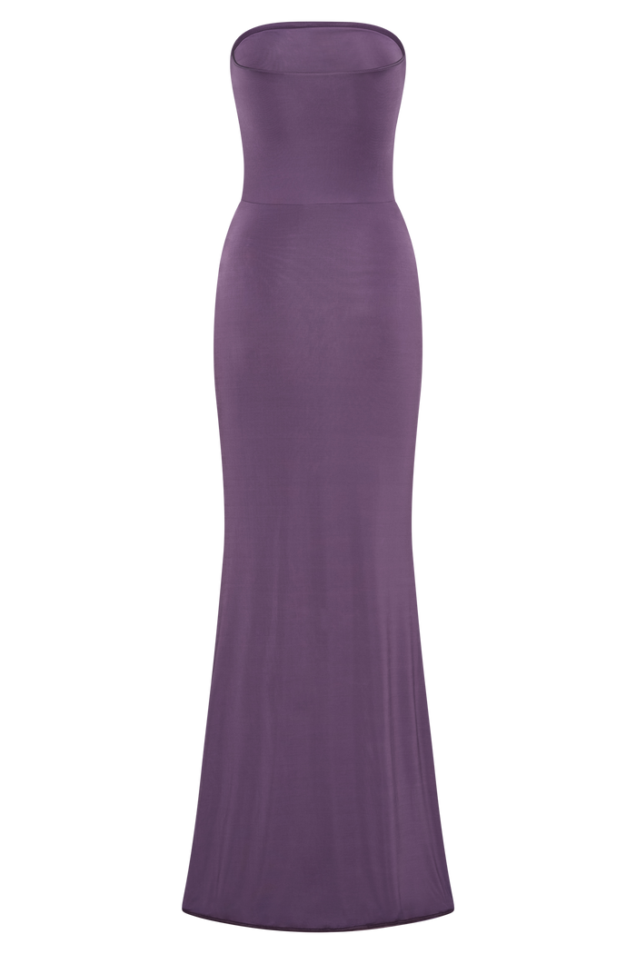 Madison Strapless Slinky Maxi Dress - Purple