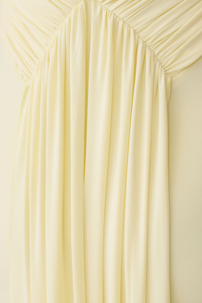 Maely Gathered Slinky Maxi Dress - Lemon