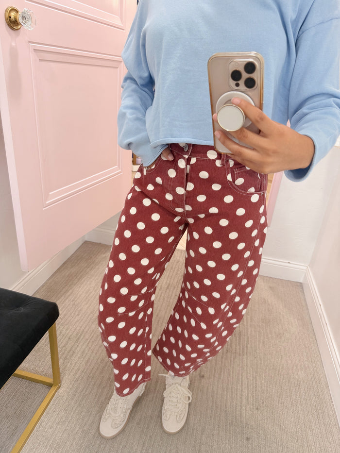 Make some noise polka dot barrel jean