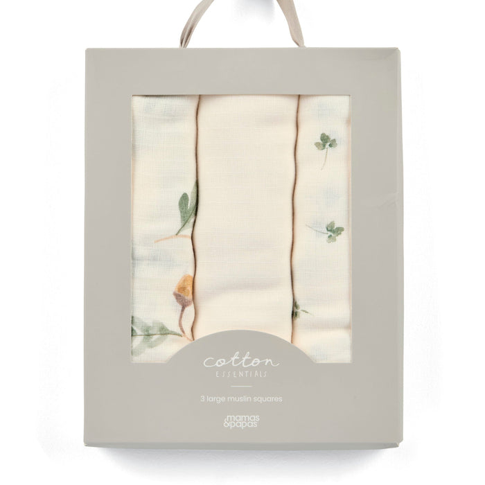 Mamas & Papas - Large Muslin Squares (Pack of 3) - Acorn/Clover