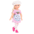 14-inch posable doll with blonde hair and blue eyes