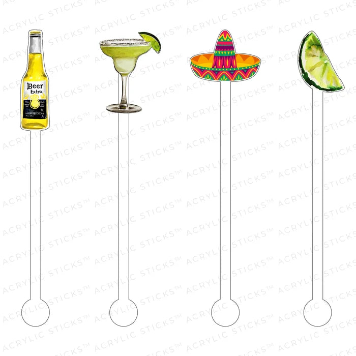 MARGARITAS IN MEXICO ACRYLIC STIR STICKS COMBO