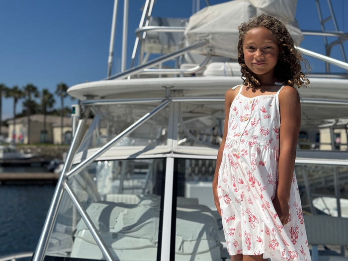 MARINA DRESS - Red Nautical Scene