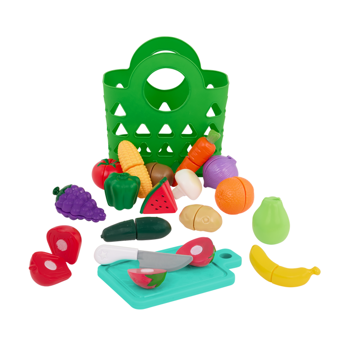 Tote Bag & 16 Toy Fruits & Vegetables