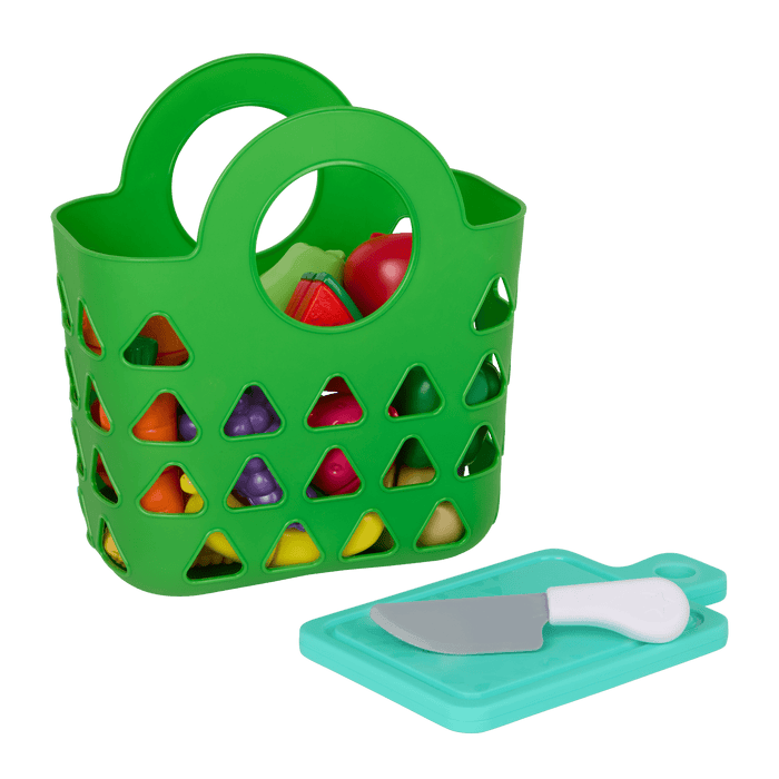 Tote Bag & 16 Toy Fruits & Vegetables