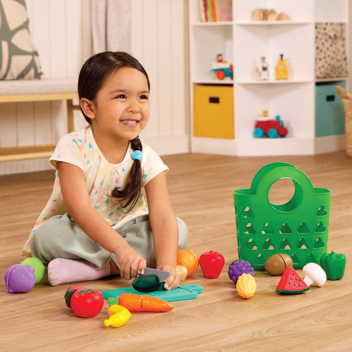 Tote Bag & 16 Toy Fruits & Vegetables