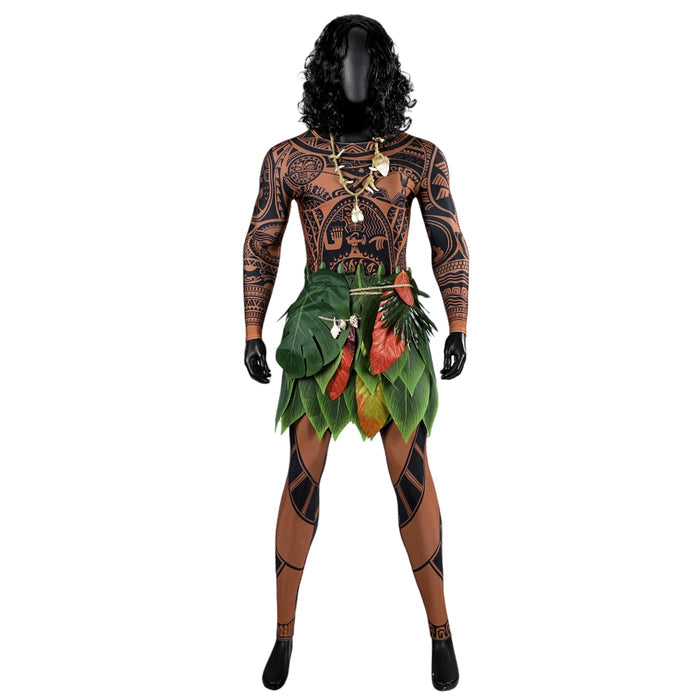 Maui Costume - Moana 2 Jumpsuit with Tattoo - Adult Party Bodysuit