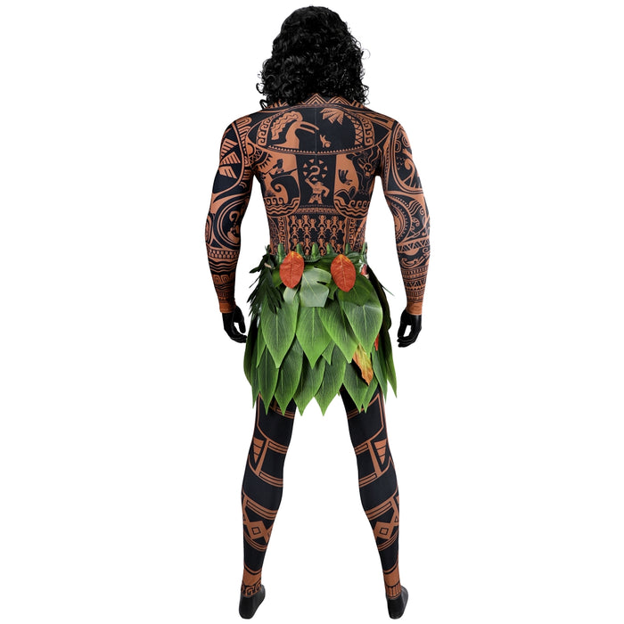 Maui Costume - Moana 2 Jumpsuit with Tattoo - Adult Party Bodysuit