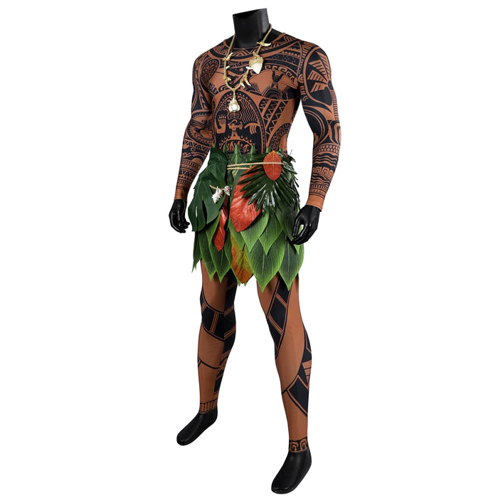Maui Costume - Moana 2 Jumpsuit with Tattoo - Adult Party Bodysuit