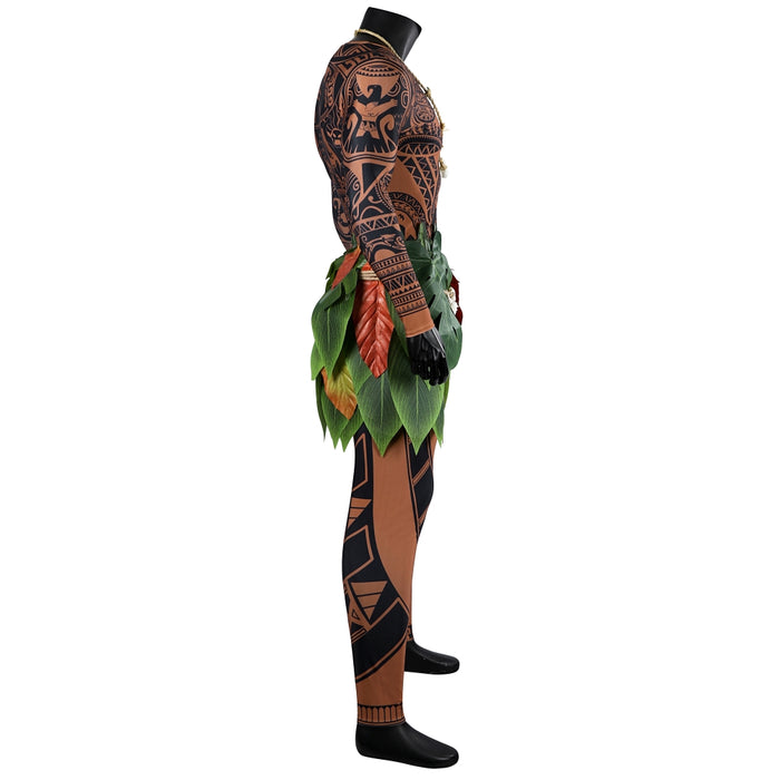 Maui Costume - Moana 2 Jumpsuit with Tattoo - Adult Party Bodysuit