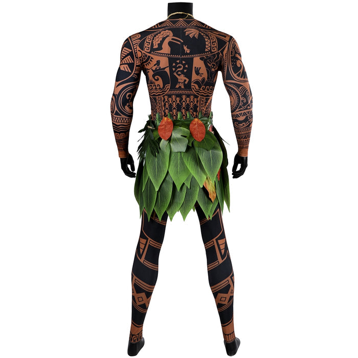 Maui Costume - Moana 2 Jumpsuit with Tattoo - Adult Party Bodysuit