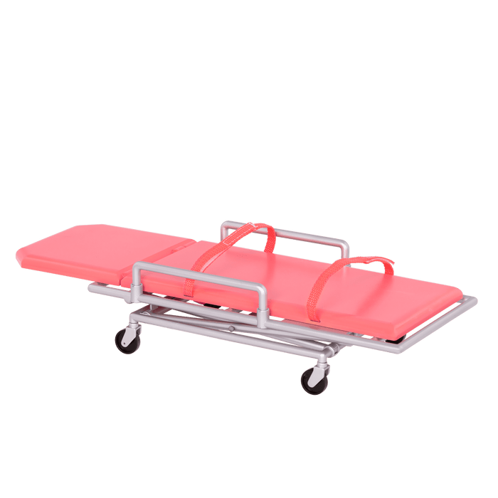 Two 18-inch dolls using ambulance gurney