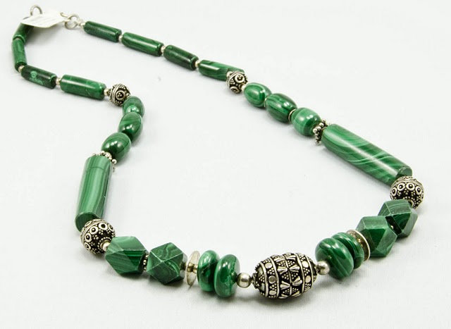 Metamorphosis Exquisite Malachite & Silver Necklace - KashmirDesigns