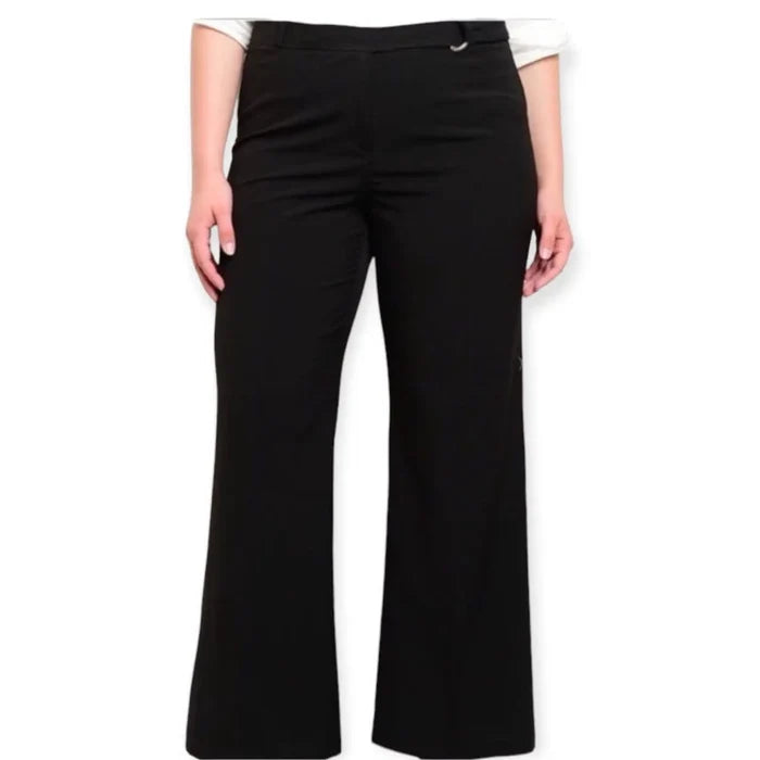 Women's Mid Rise Wide Leg Trouser Pants Plus Size 1XL - Wild Time Fashion