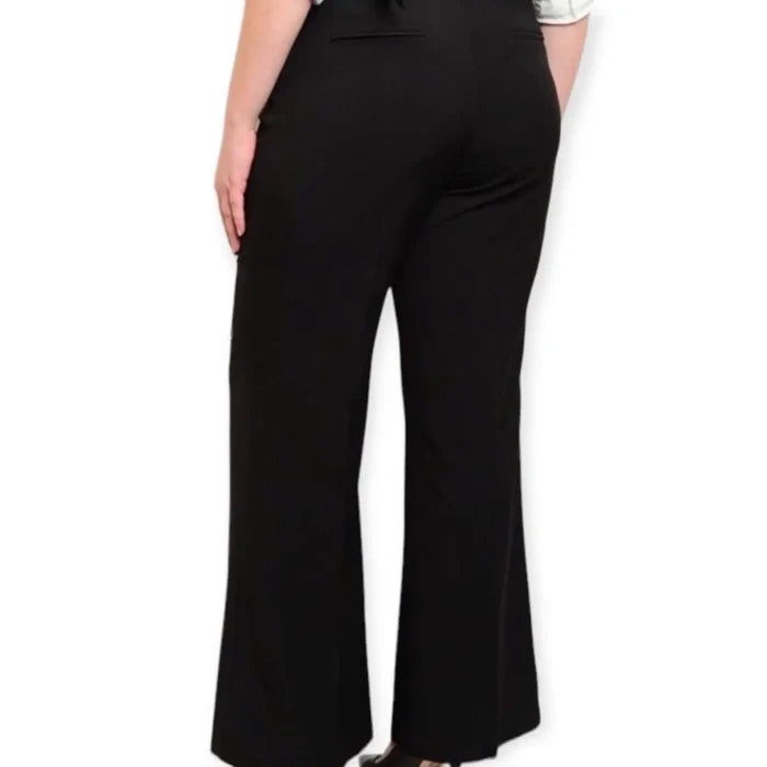Women's Mid Rise Wide Leg Trouser Pants Plus Size 1XL - Wild Time Fashion