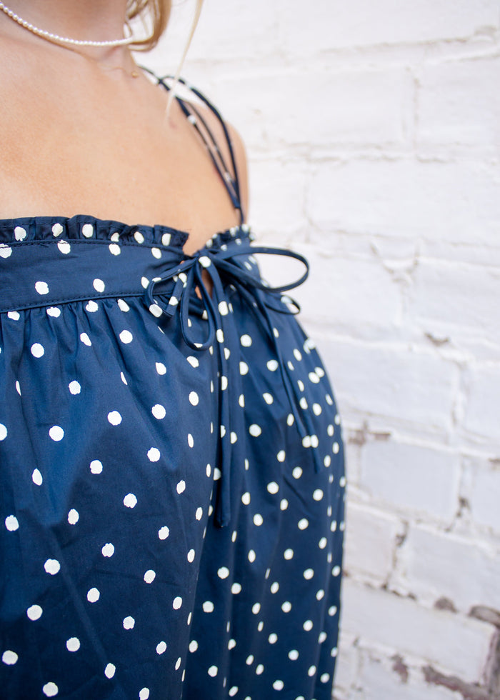 Midnight Polka Dot Midi Dress