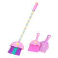 A toy broom, brush, and dustpan.