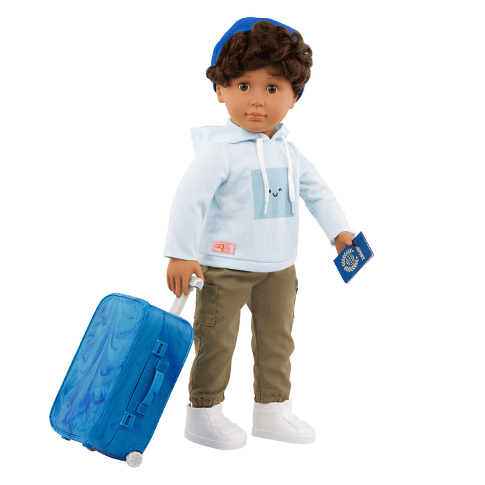 Our Generation 18-inch Doll Milo and travelling accessories