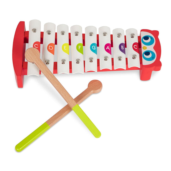 Three wooden musical instruments.