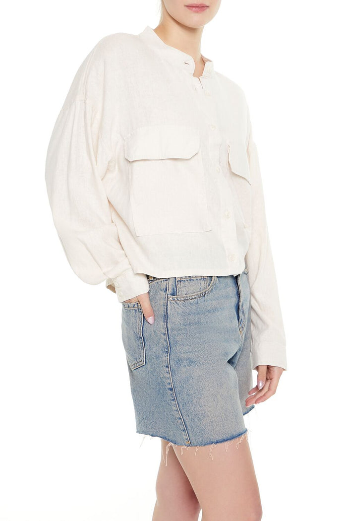 Mock-Neck Cargo Shacket