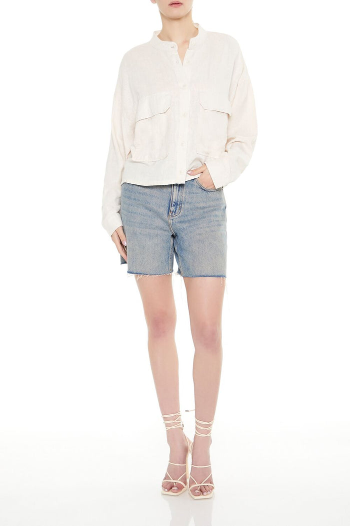 Mock-Neck Cargo Shacket