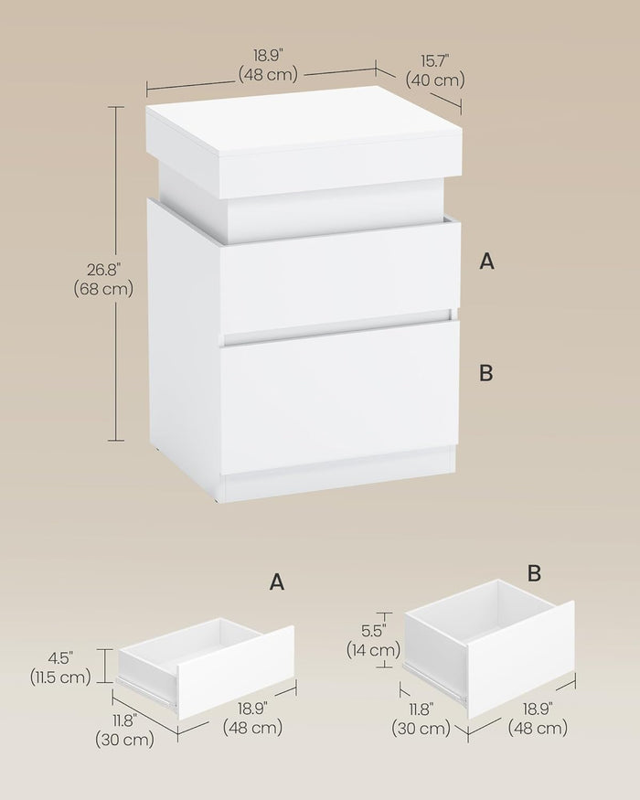 Modern Bedside Table with 2 Drawers - Canva Home