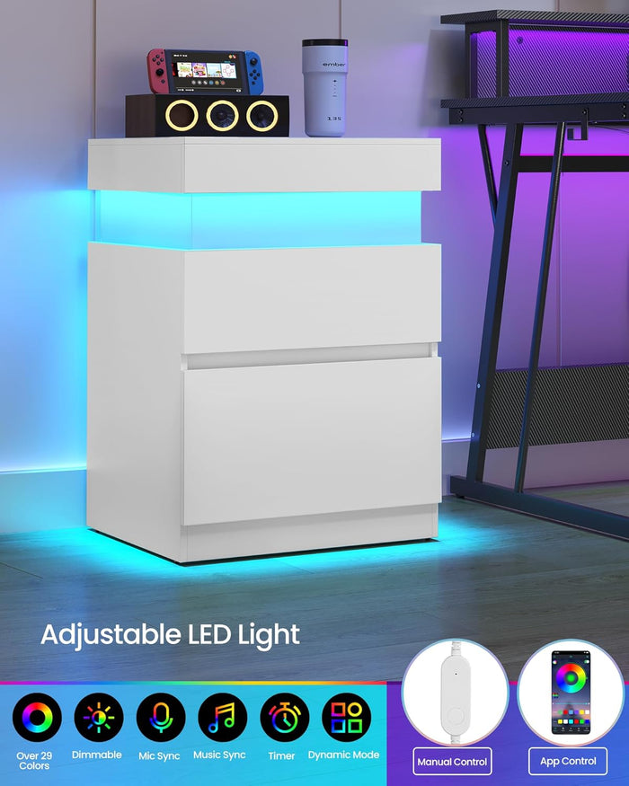 Modern Bedside Table with 2 Drawers - Canva Home