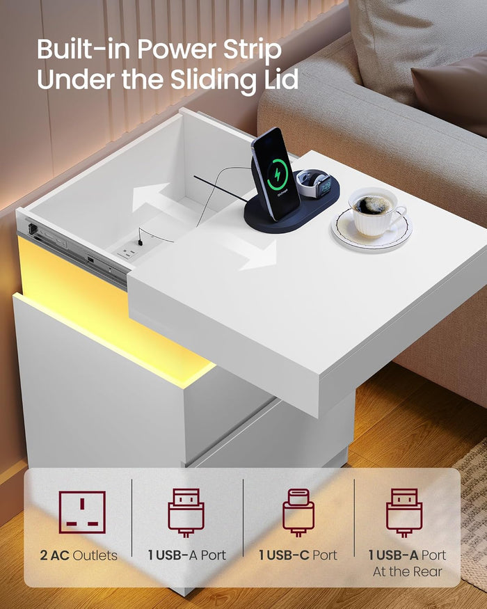 Modern Bedside Table with 2 Drawers - Canva Home