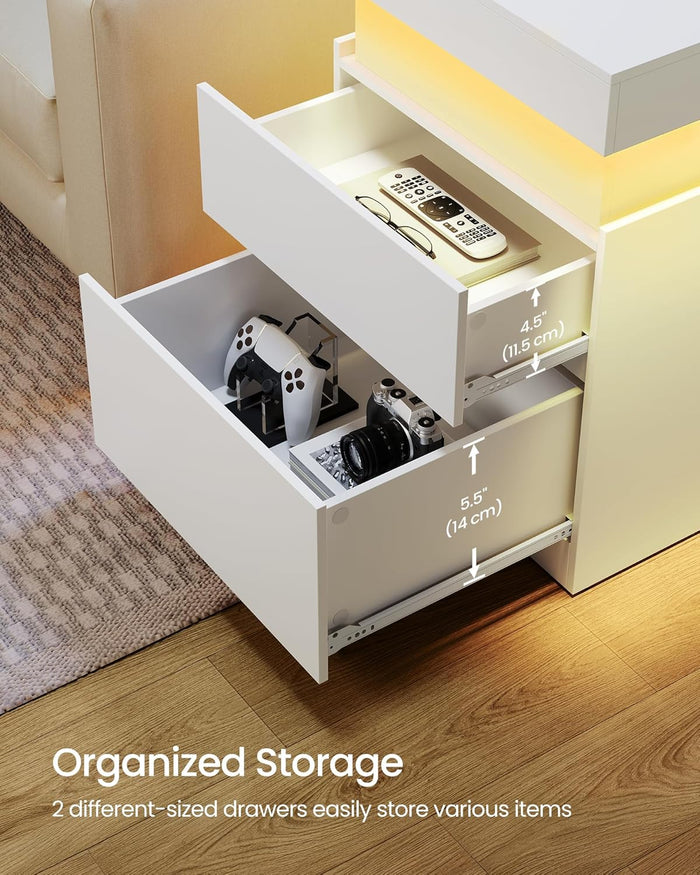 Modern Bedside Table with 2 Drawers - Canva Home