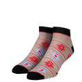 Pair of socks with a pattern on a white background