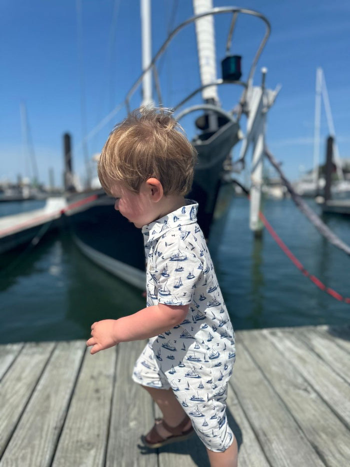 MOLOKAI Printed Romper - Navy Boats