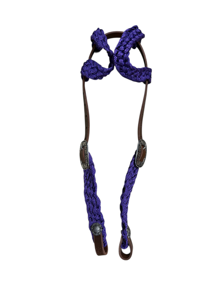 Mule tape horse tack set with breast collar and two ear headstall with conchos and Jeremiah Watt buckles
